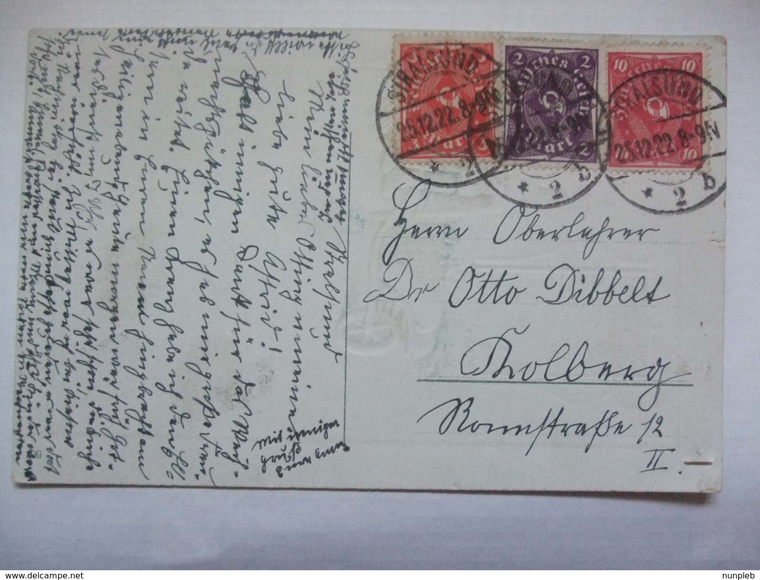 GERMANY - Christmas Postcard  From Inflation Period Stralsund Postmarks - Briefe U. Dokumente