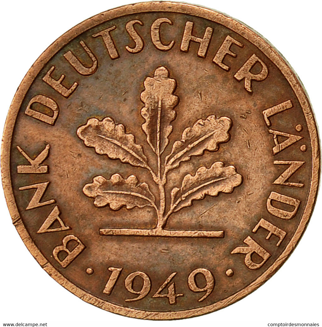 Monnaie, République Fédérale Allemande, Pfennig, 1949, Stuttgart, TTB, Copper - 1 Pfennig