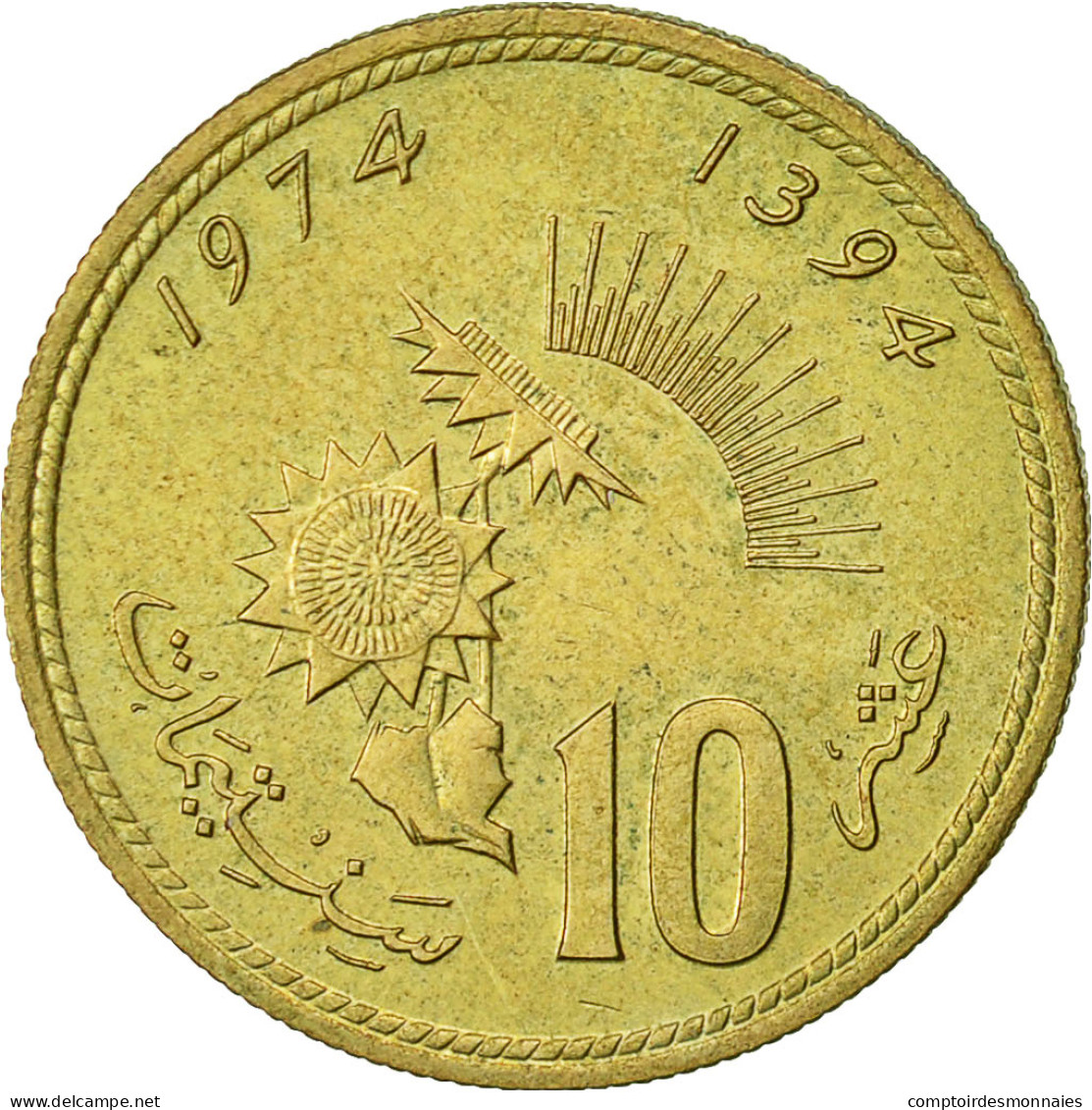 Monnaie, Maroc, Al-Hassan II, 10 Santimat, 1974, TTB, Aluminum-Bronze, KM:60 - Maroc