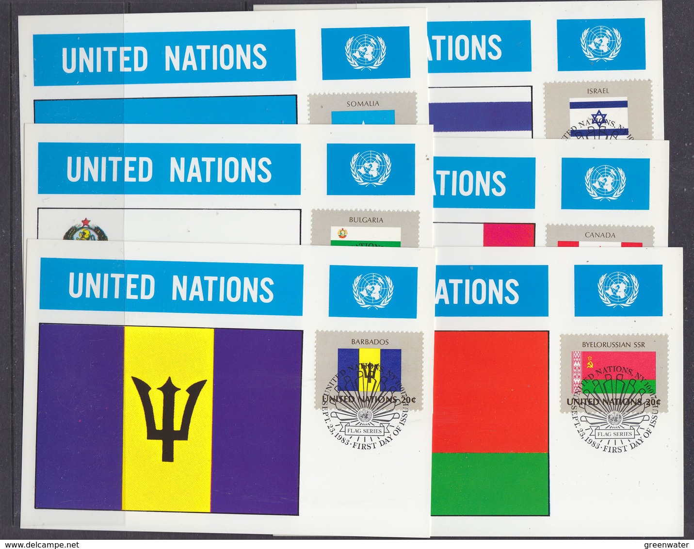 UNO NY 1983 Flags 16 Maxicards (38804) - Maximumkaarten
