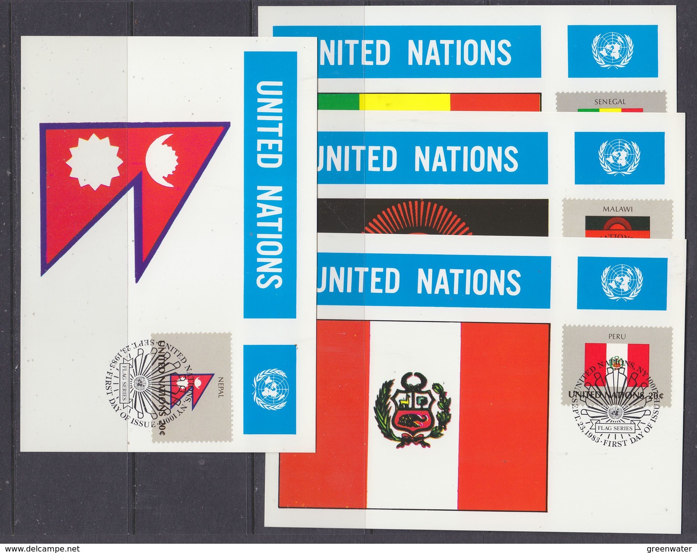 UNO NY 1983 Flags 16 Maxicards (38804) - Cartoline Maximum