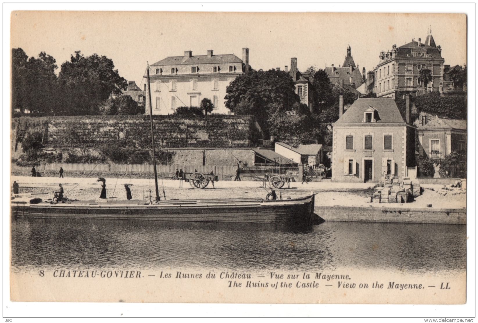 CPA 53 - CHATEAU GONTIER (Mayenne) - 8. Les Ruines Du Château. Vue Sur La Mayenne - LL - Chateau Gontier