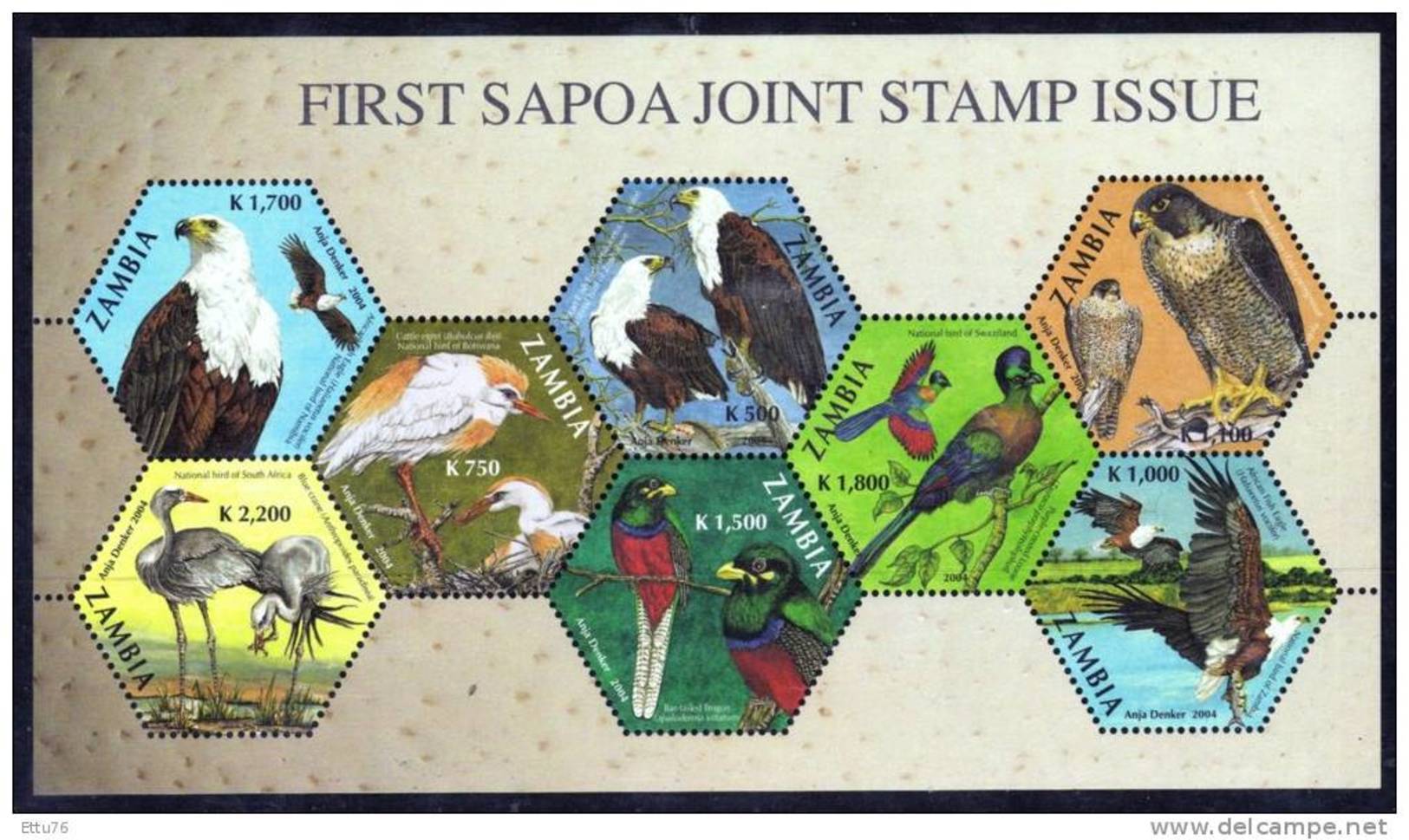ZAMBIA  2004   SAPOA   BIRDS  SHEET  MNH - Other & Unclassified