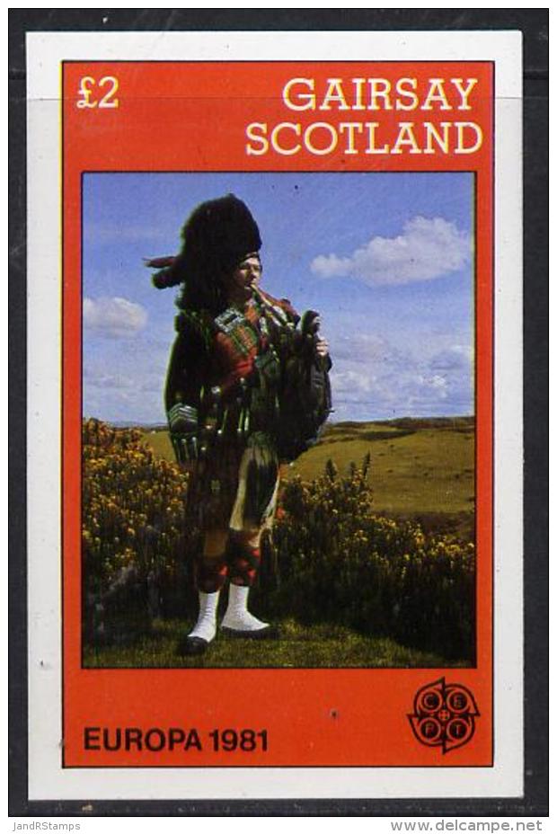 11291 (Militaria) Gairsay 1981 EUROPA (Scottish Piper) Imperf Deluxe Sheet (2 Value) Unmounted Mint - Militaria