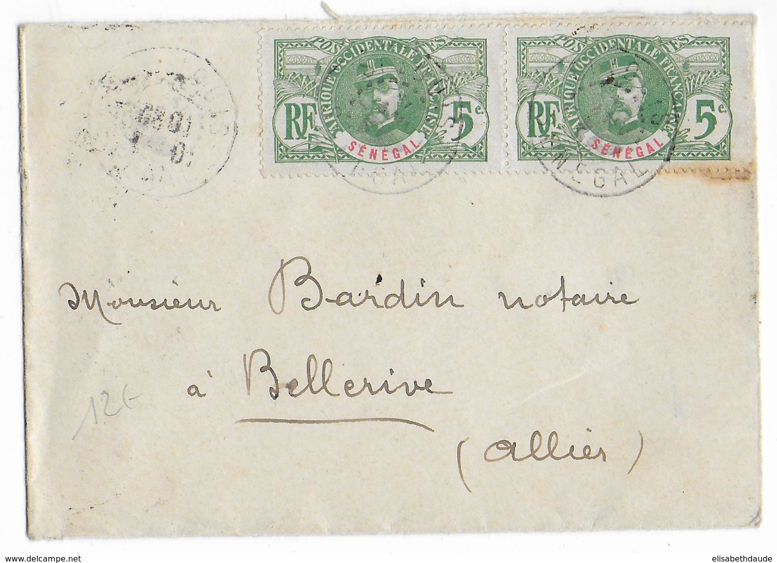 SENEGAL - 1914 - FAIDHERBE Sur ENVELOPPE De SAINT LOUIS => BELLERIVE (ALLIER) - Cartas & Documentos