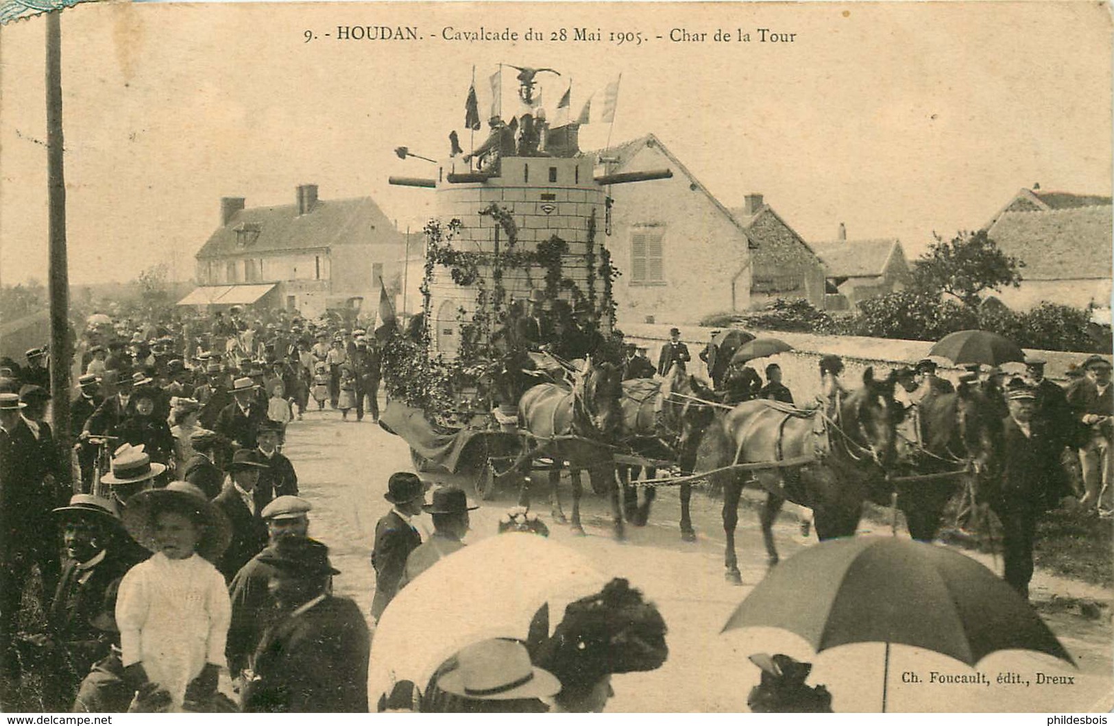 YVELINES  HOUDAN CAVALCADE Du 28 MAI 1905  Char De La Tour - Houdan