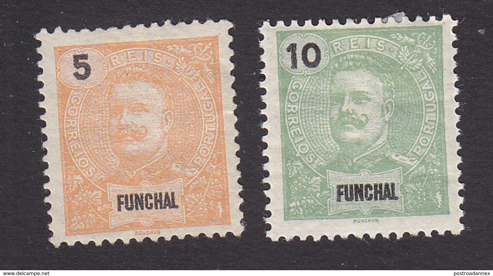 Funchal, Scott #14-15, Mint Hinged, King Carlos, Issued 1897 - Funchal