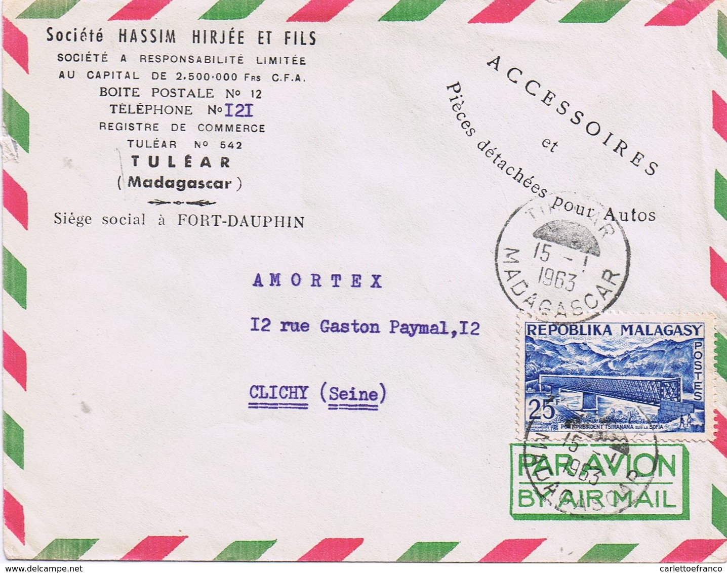 Lotto Di 4 Buste Posta Aerea Anni 50/60  Destinazione Francia - Madagascar (1960-...)