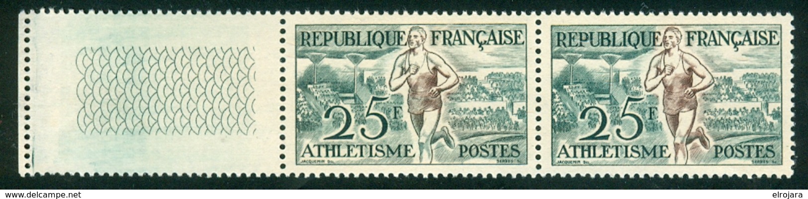 FRANCE Olympic Runner With ERROR "green" Leg On The Left Stamp Mint Without Hinge - Ete 1952: Helsinki