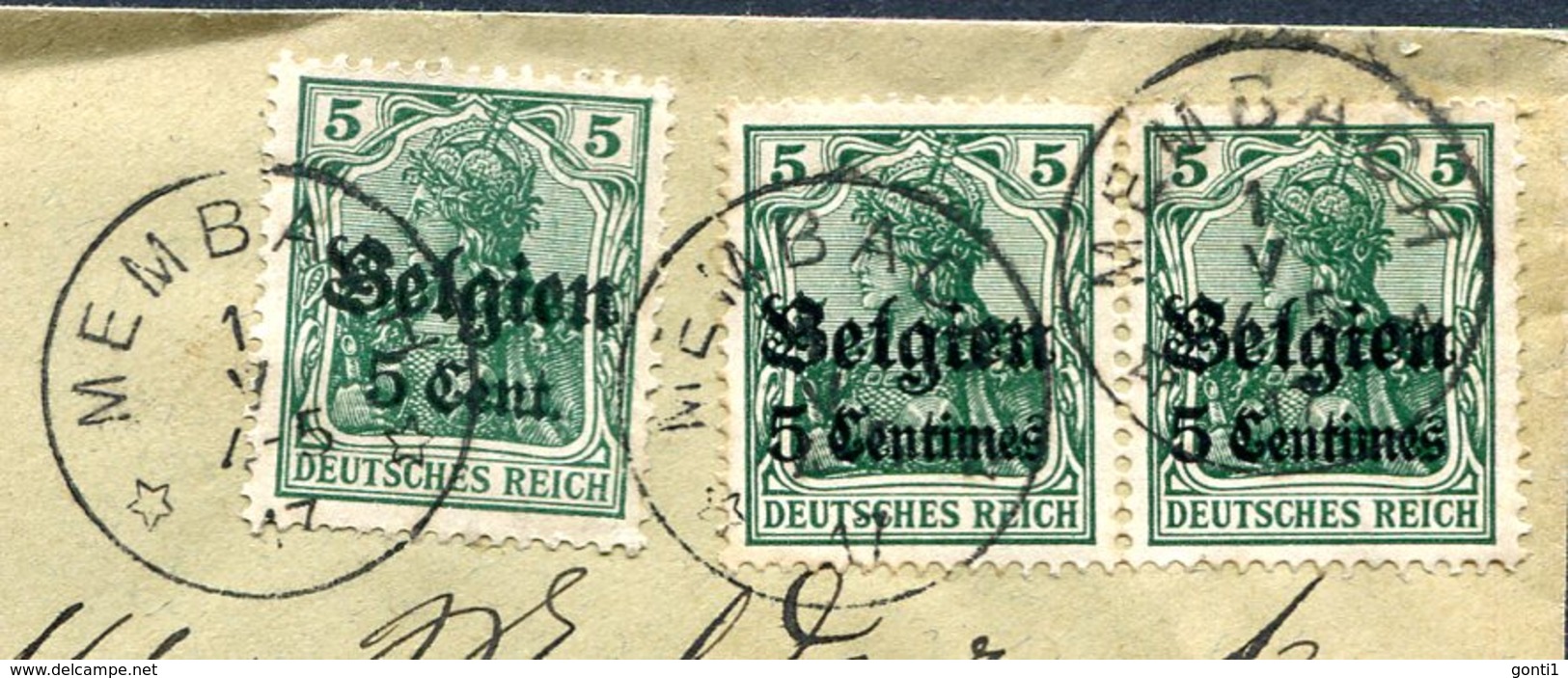 German Empires,Deutsche Besetzung Belgien1917 Bedarfsbrief/Cover Mit Mi.Nr.2+12 Und TSt"Membach "1 Beleg - Deutsche Armee