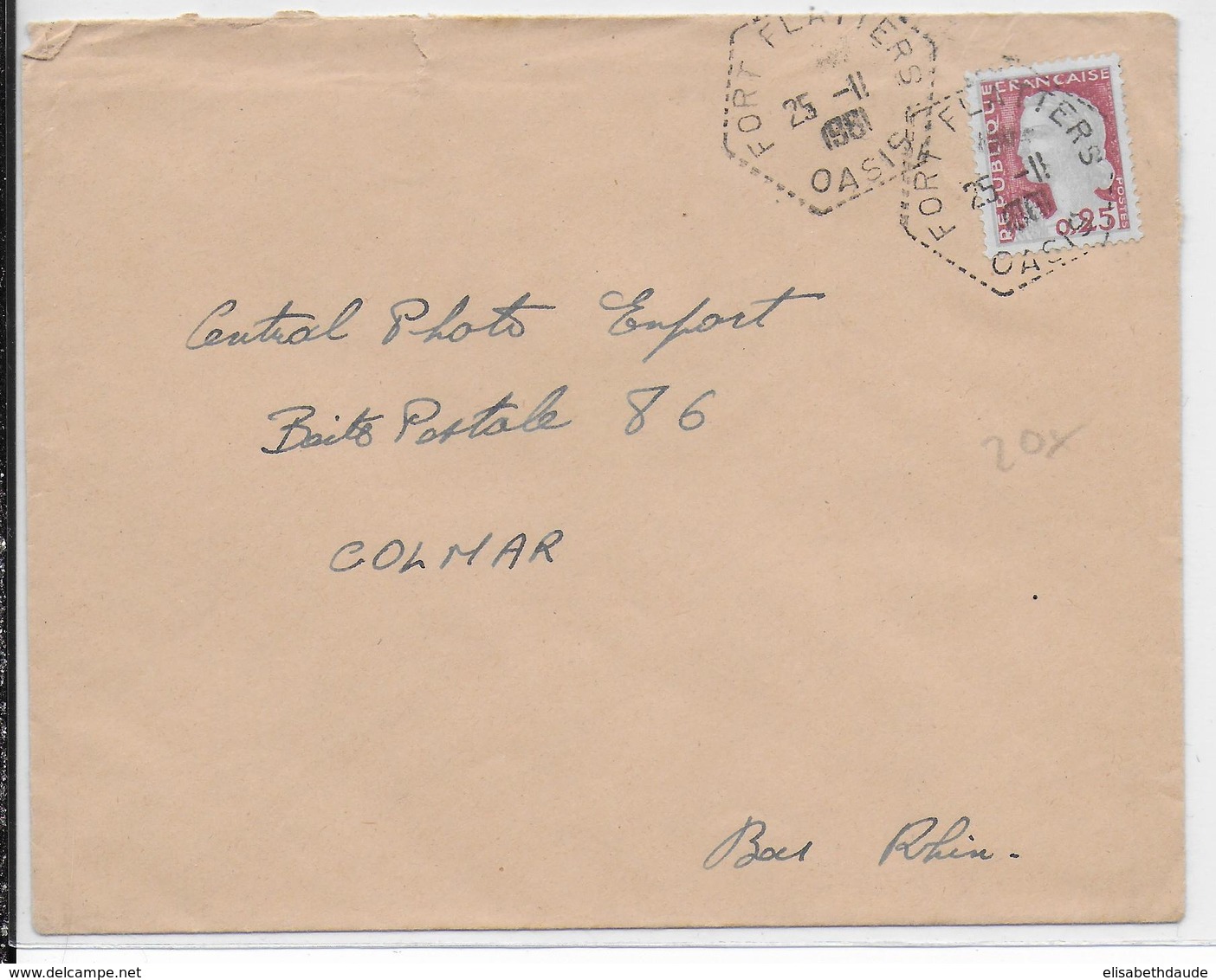 ALGERIE - 1961 - ENVELOPPE  De FORT FLATTERS OASIS  => COLMAR - Lettres & Documents