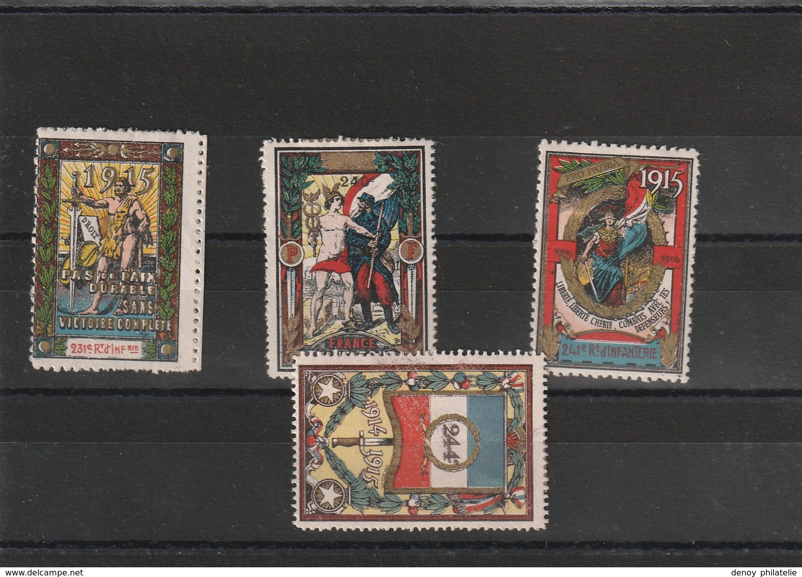 Lot De 4 Vignettes Delandre Difèrentes Avec Charnière * Propre , Fraicheur Postale - Militair