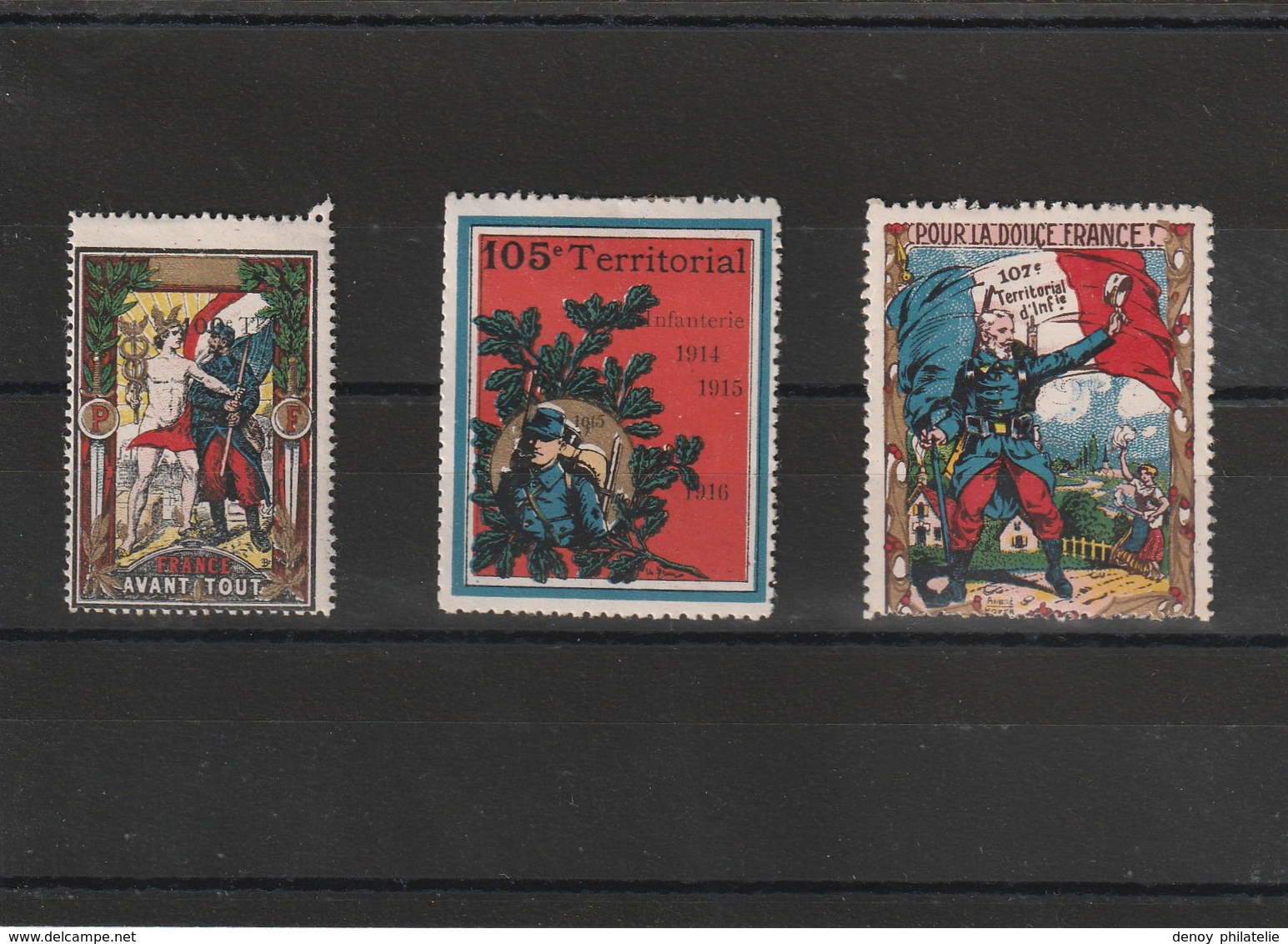 Lot De 3 Vignettes Delandre Difèrentes Avec Charnière * Propre , Fraicheur Postale - Vignettes Militaires