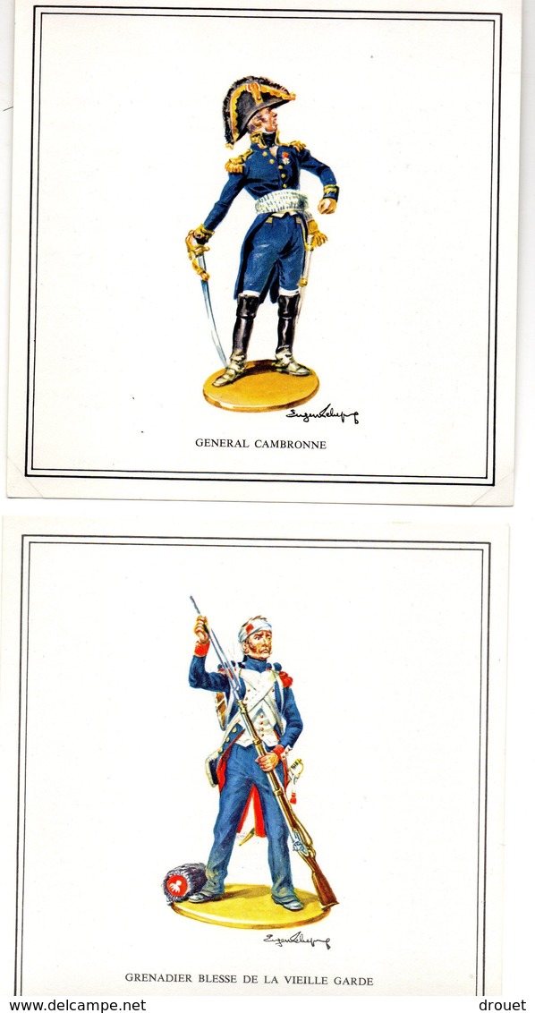 EUGENE LELIEPVRE - 12 FICHES - SCENES DE LA BATAILLE DE WATERLOO - Aquarelles