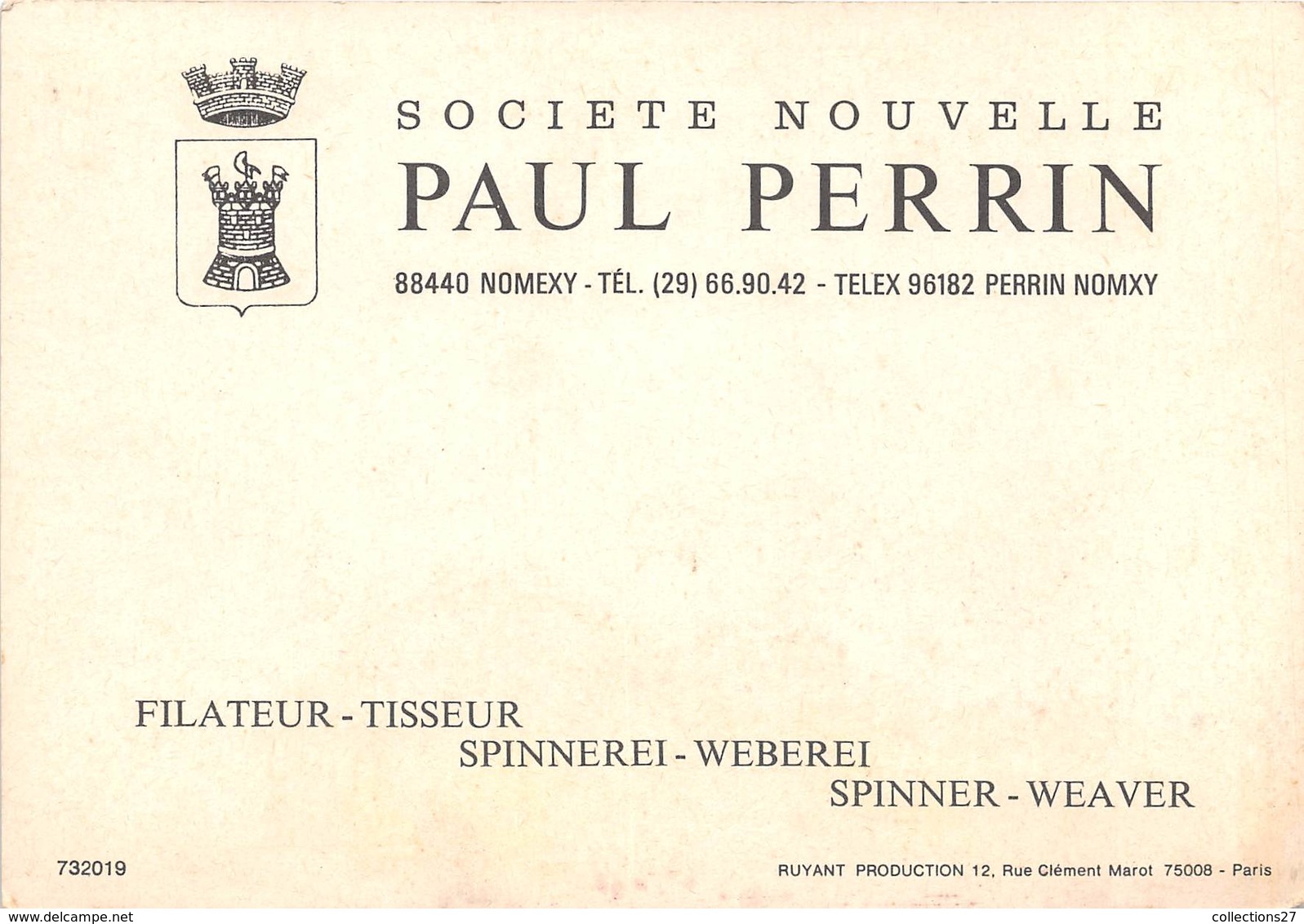 88-NOMEXY- SOCIETE NOUVELLE PAUL PERRIN  FILATEUR - TISSEUR - Nomexy