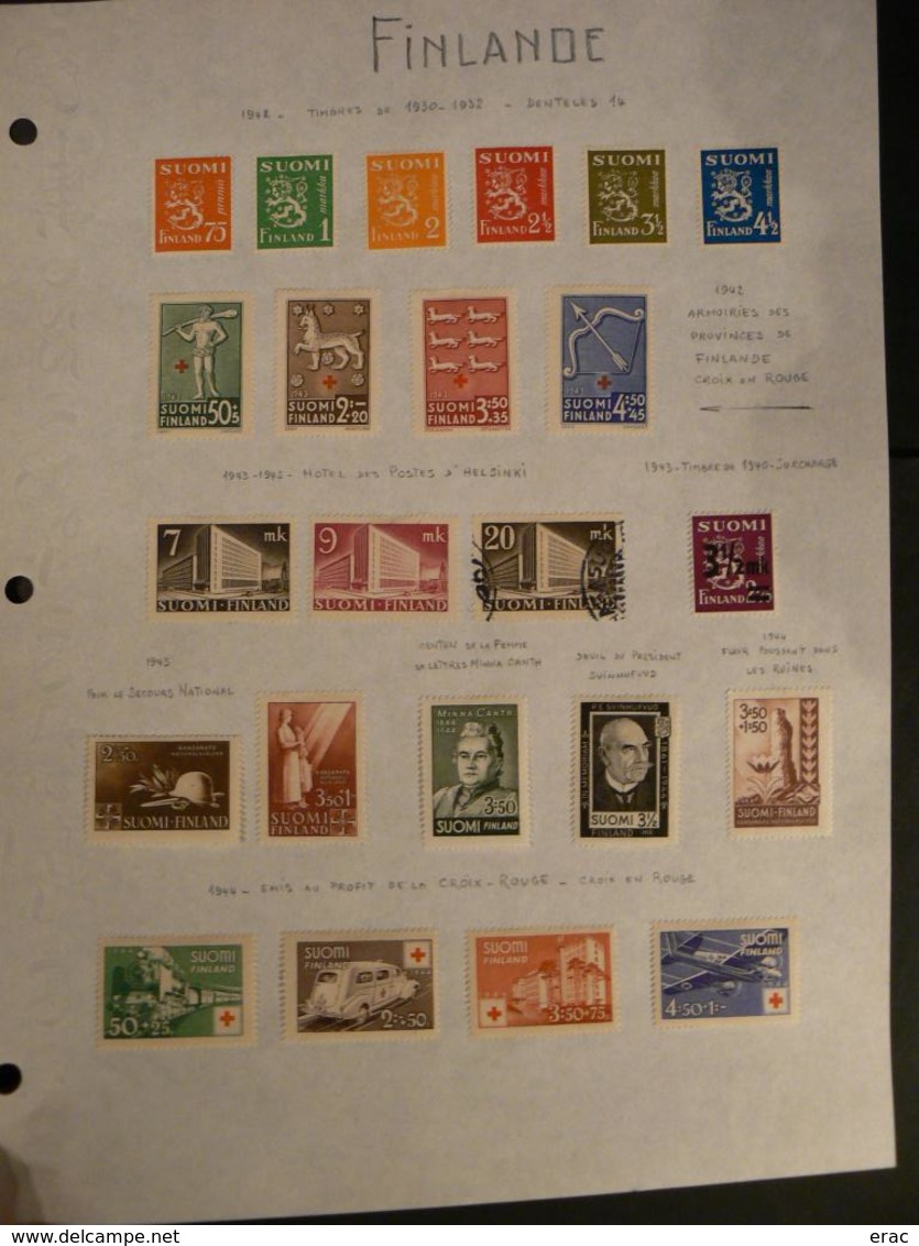 Finlande - Collection De Timbres Neufs * Et Oblitérés - 1938/69 Complet - Cote + 900 - Collections (sans Albums)