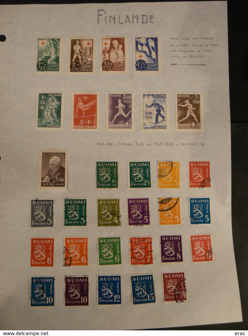Finlande - Collection de timbres neufs * et oblitérés - 1938/69 complet - Cote + 900