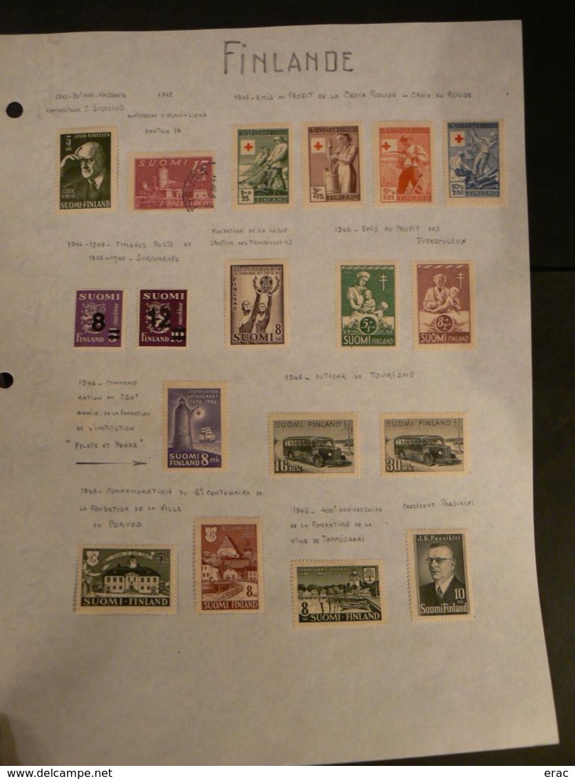 Finlande - Collection de timbres neufs * et oblitérés - 1938/69 complet - Cote + 900