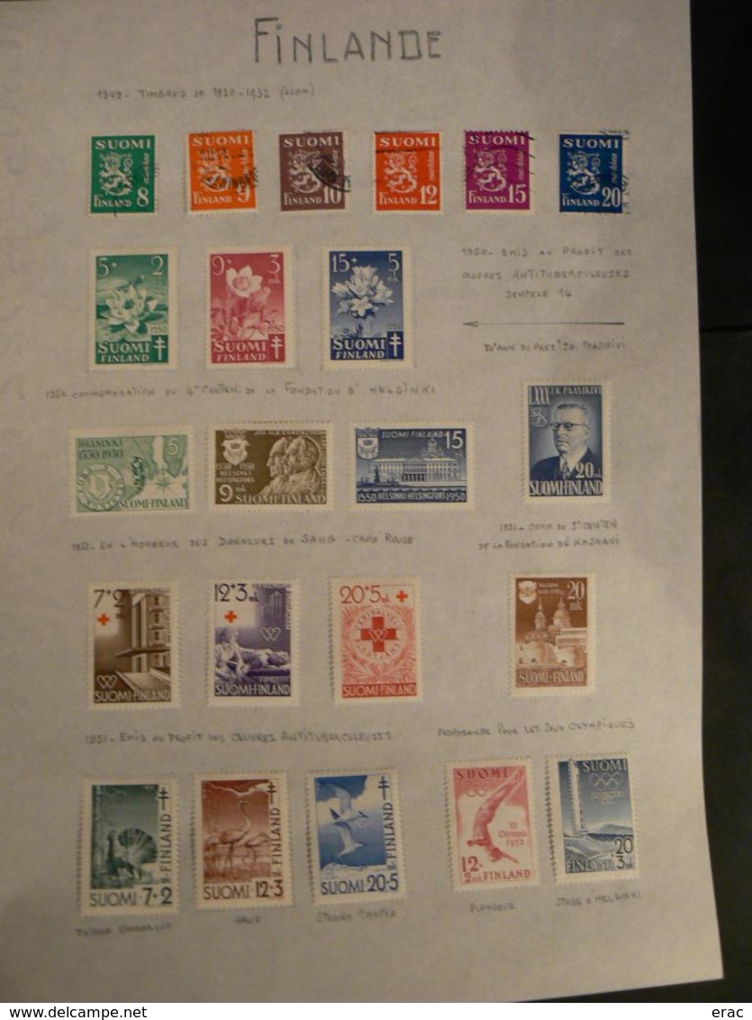 Finlande - Collection de timbres neufs * et oblitérés - 1938/69 complet - Cote + 900