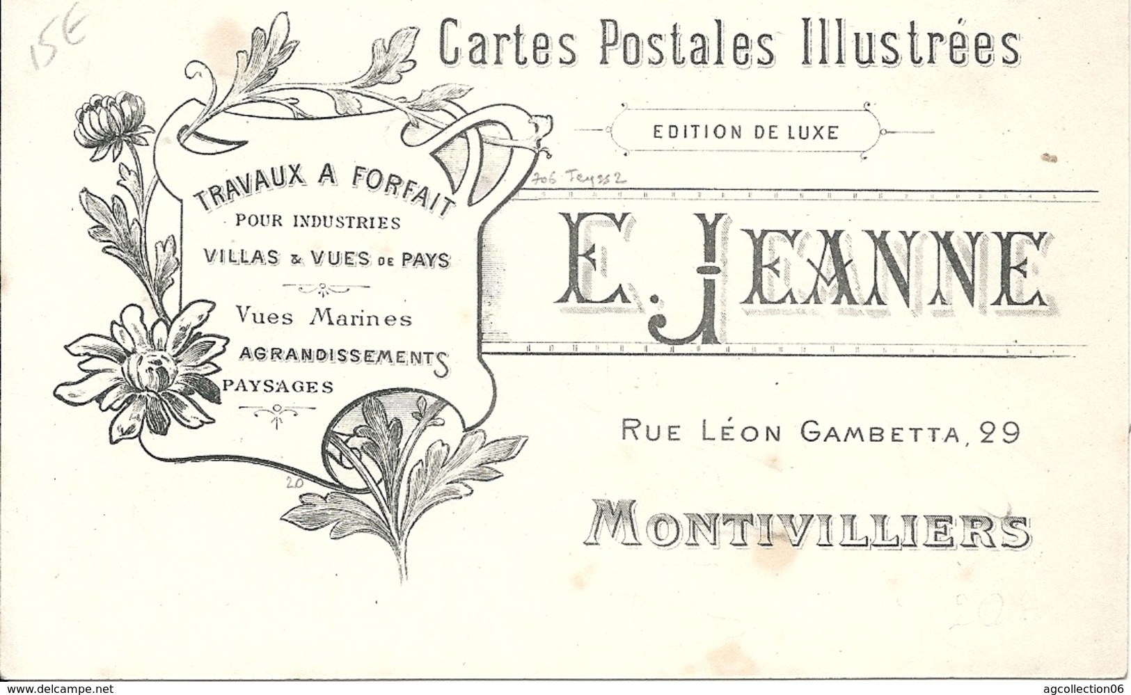 PUBLICITE E. JEANNE. CARTES POSTALES ILLUSTREES - Montivilliers