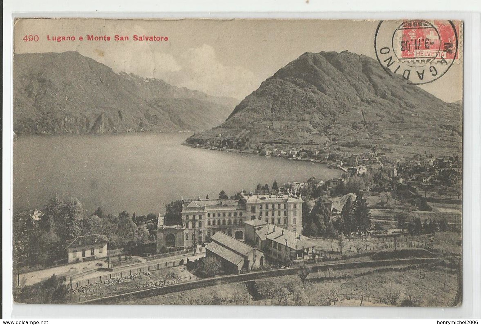 Suisse Tessin Lugano E Monte San Salvatore Cachet Magadino 1903 - Lugano