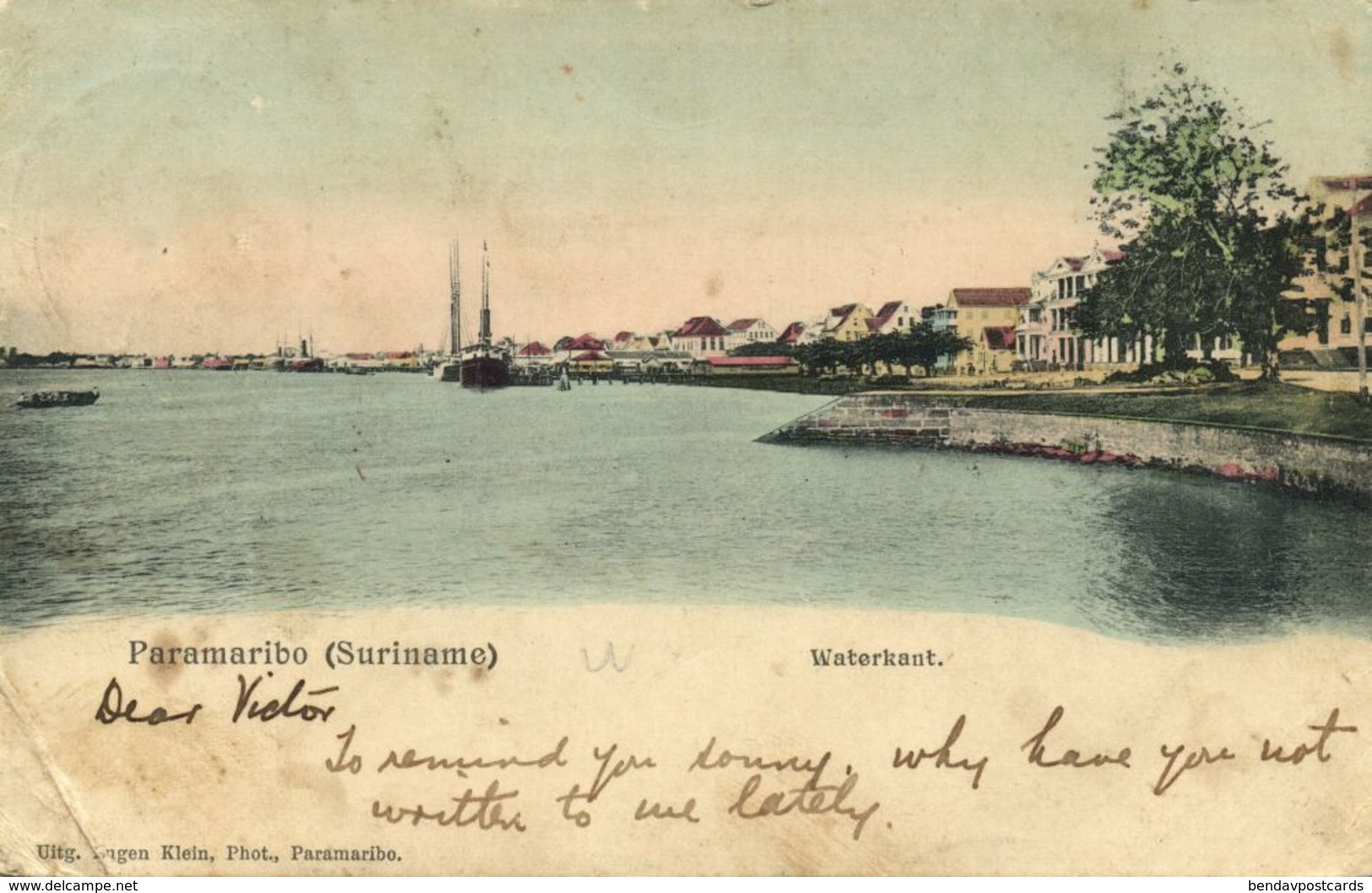 Suriname, PARAMARIBO, Waterkant (1899) Eugen Klein Postcard - Surinam