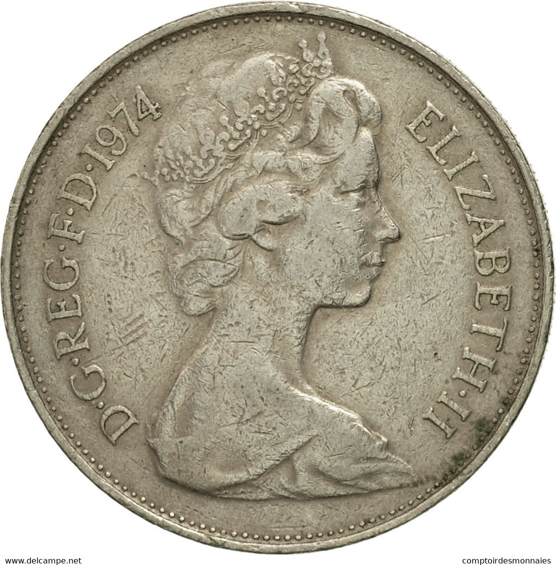 Grande-Bretagne, Elizabeth II, 10 New Pence, 1974, TB+, Copper-nickel, KM:912 - 10 Pence & 10 New Pence