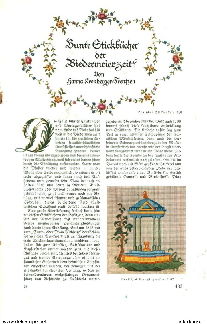 Bunte Sticktuecher Der Biedermeierzeit/ Artikel, Entnommen Aus Zeitschrift /1938 - Packages