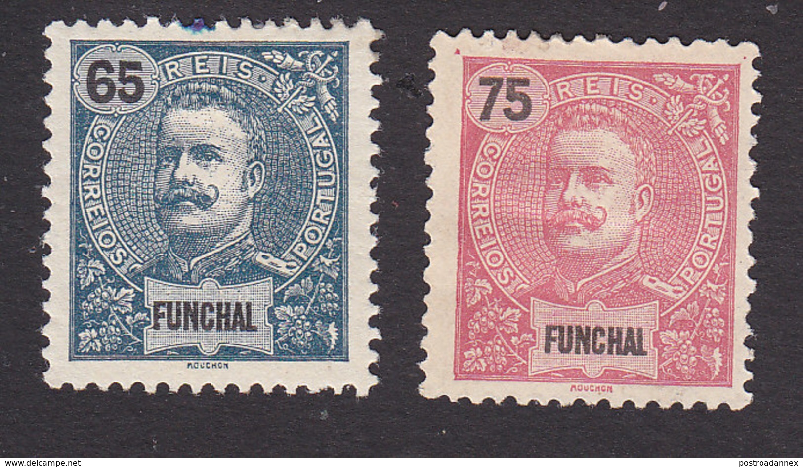 Funchal, Scott #23-24, Mint Hinged, King Carlos, Issued 1897 - Funchal