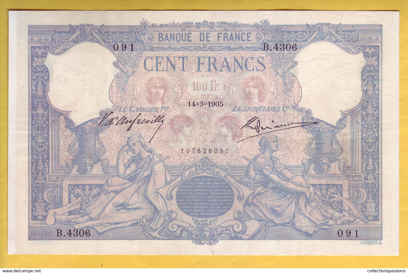 * BILLET FRANCAIS - 100 Francs Bleu Et Rose 14-3-1905 TTB - 100 F 1888-1909 ''Bleu Et Rose''