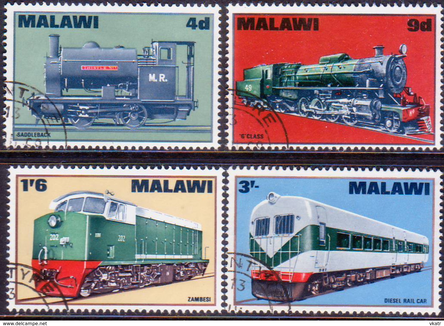 MALAWI 1968 SG #300-03 Compl.set Used Locomotives - Malawi (1964-...)