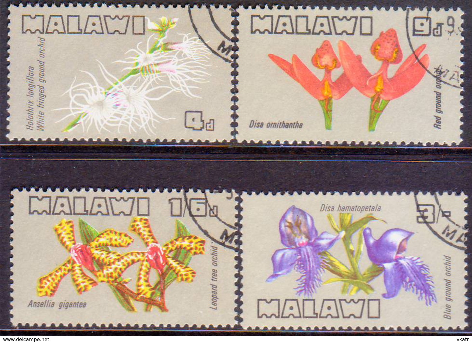 MALAWI 1969 SG #329-32 Compl.set Used Orchids - Malawi (1964-...)