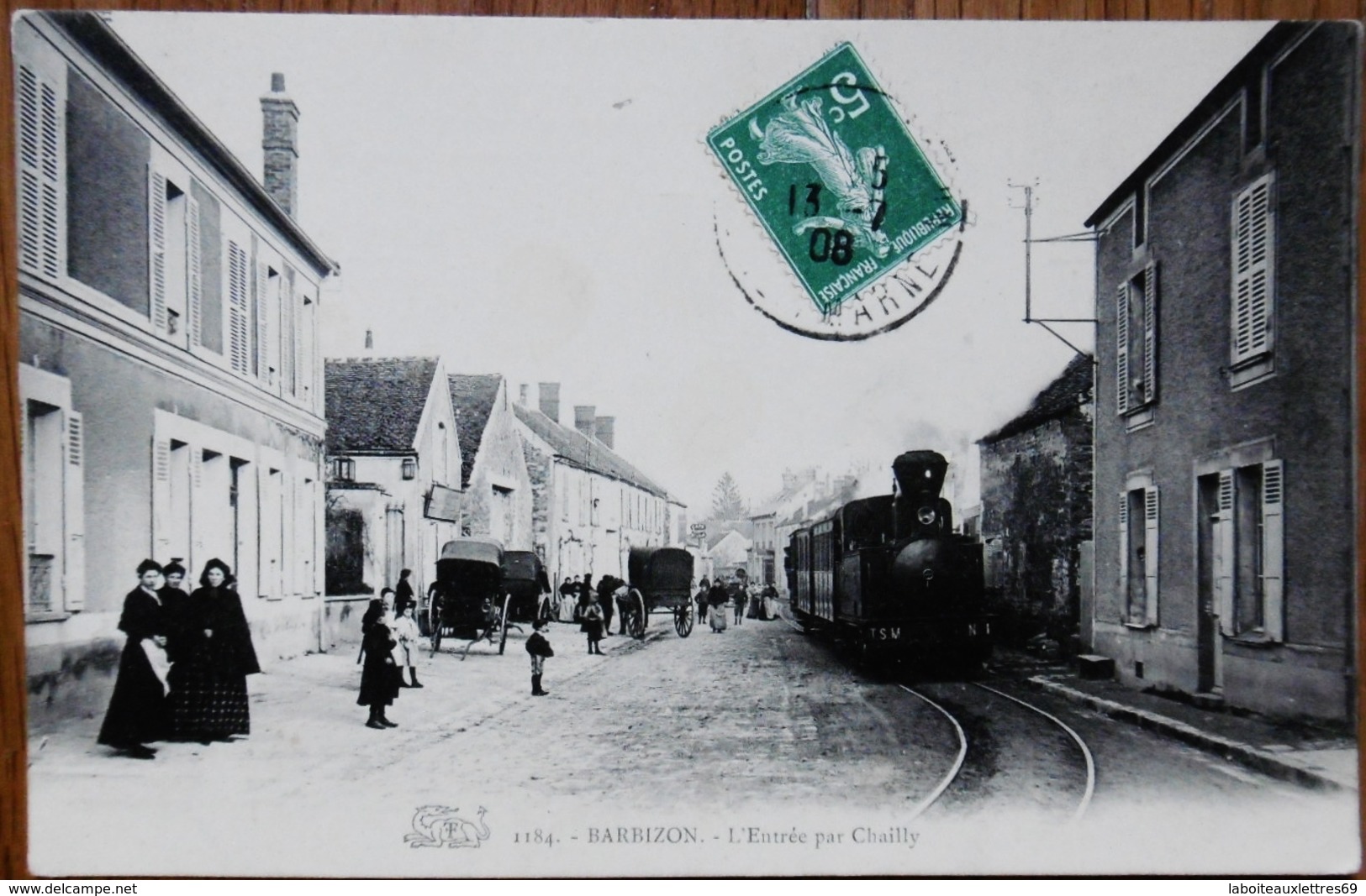 CARTE POSTALE ANCIENNE 1184 BARBIZON - L'ENTREE PAR CHAILLY - 1908 - Gares - Avec Trains