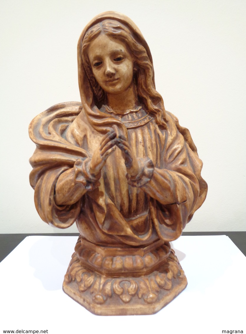 Modelo De Taller. Antigua Escultura De La Virgen María Rezando. Marca: Escultura Religiosa OLOT. - Religión & Esoterismo