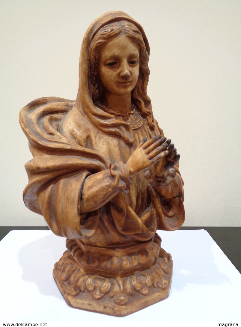 Modelo De Taller. Antigua Escultura De La Virgen María Rezando. Marca: Escultura Religiosa OLOT. - Religión & Esoterismo