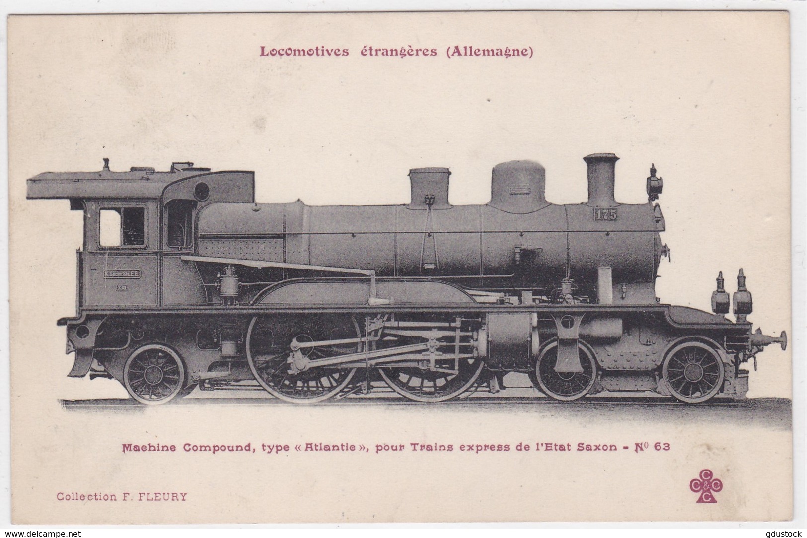 Machine Compound, Type "Atlantic" Pour Trains Express De L'Etat Saxon - Trains