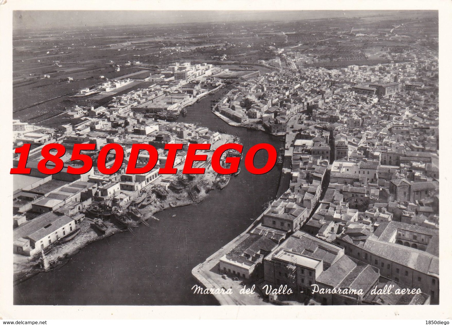 MAZZARA DEL VALLO - PANORAMA DALL' AEREO  F/GRANDE VIAGGIATA ANIMATA - Mazara Del Vallo