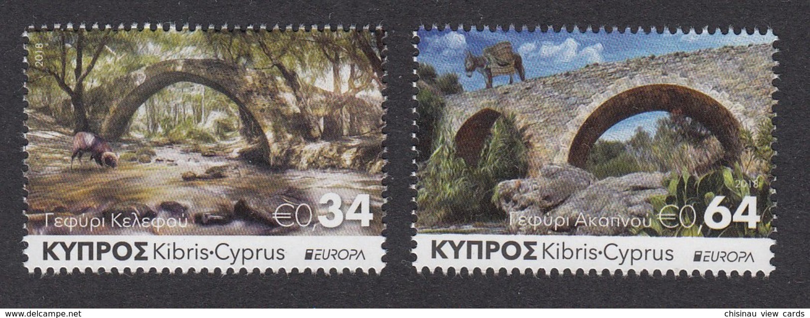 CYPRUS 2018 EUROPA CEPT.BRIDGES.SET 2 STAMPS.MNH - 2018