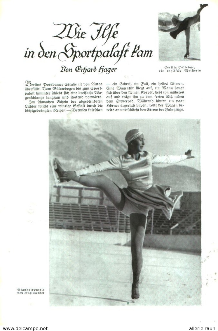 Wie Isle In Den Sportpalast Kam (Eiskusntlauf) / Artikel, Entnommen Aus Zeitschrift /1938 - Paketten
