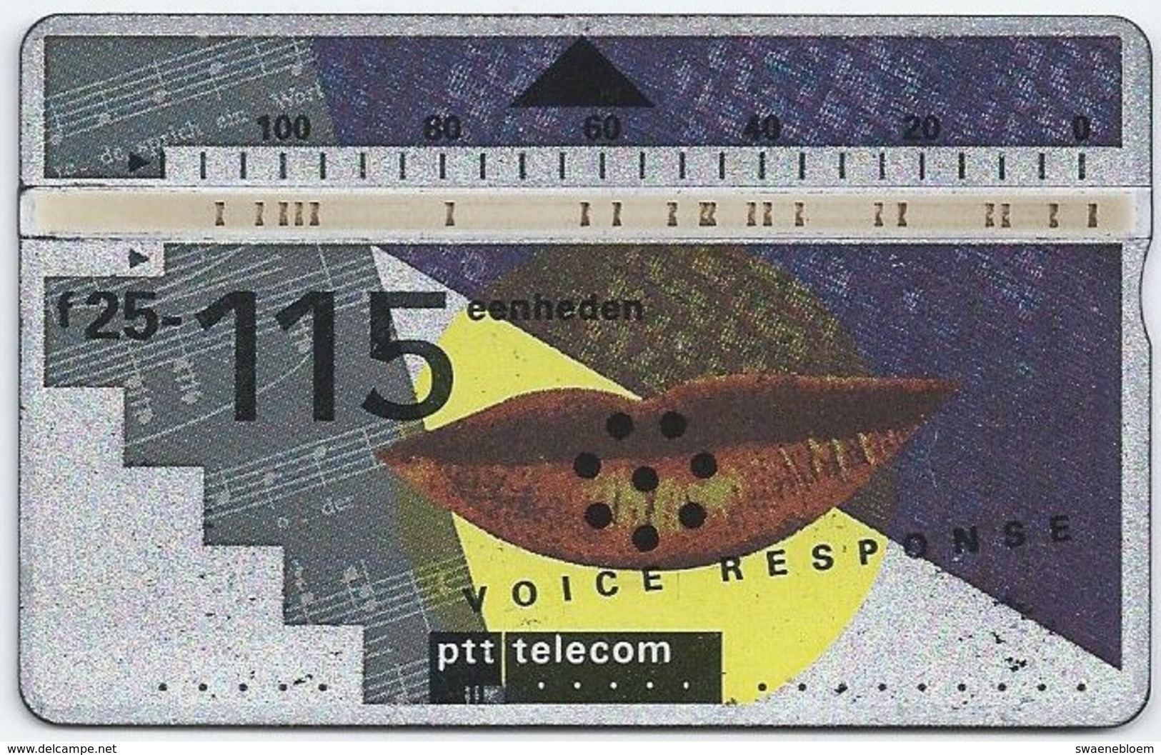 Telefoonkaart.- 105L. Nederland. PTT Telecom  VOICE RESPONSE. 115 Eenheden. 25 Gulden. - Publiques