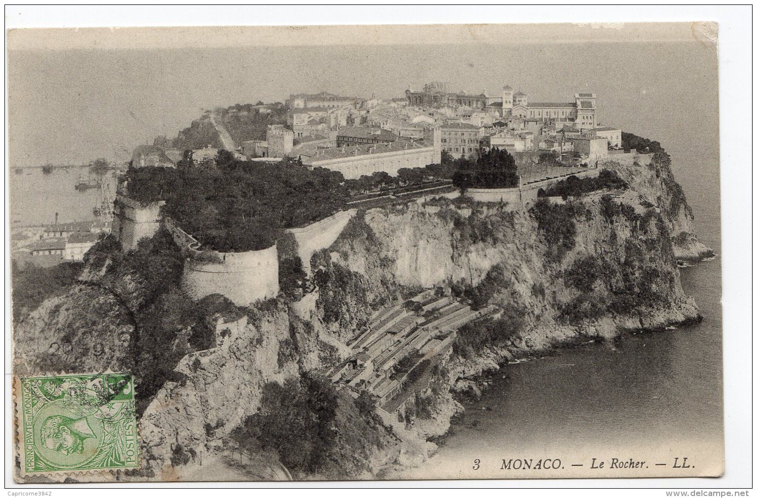 MONACO - Tp Albert 1er  5ct Vert (n° 22) Sur Carte Postale Du Rocher - Storia Postale