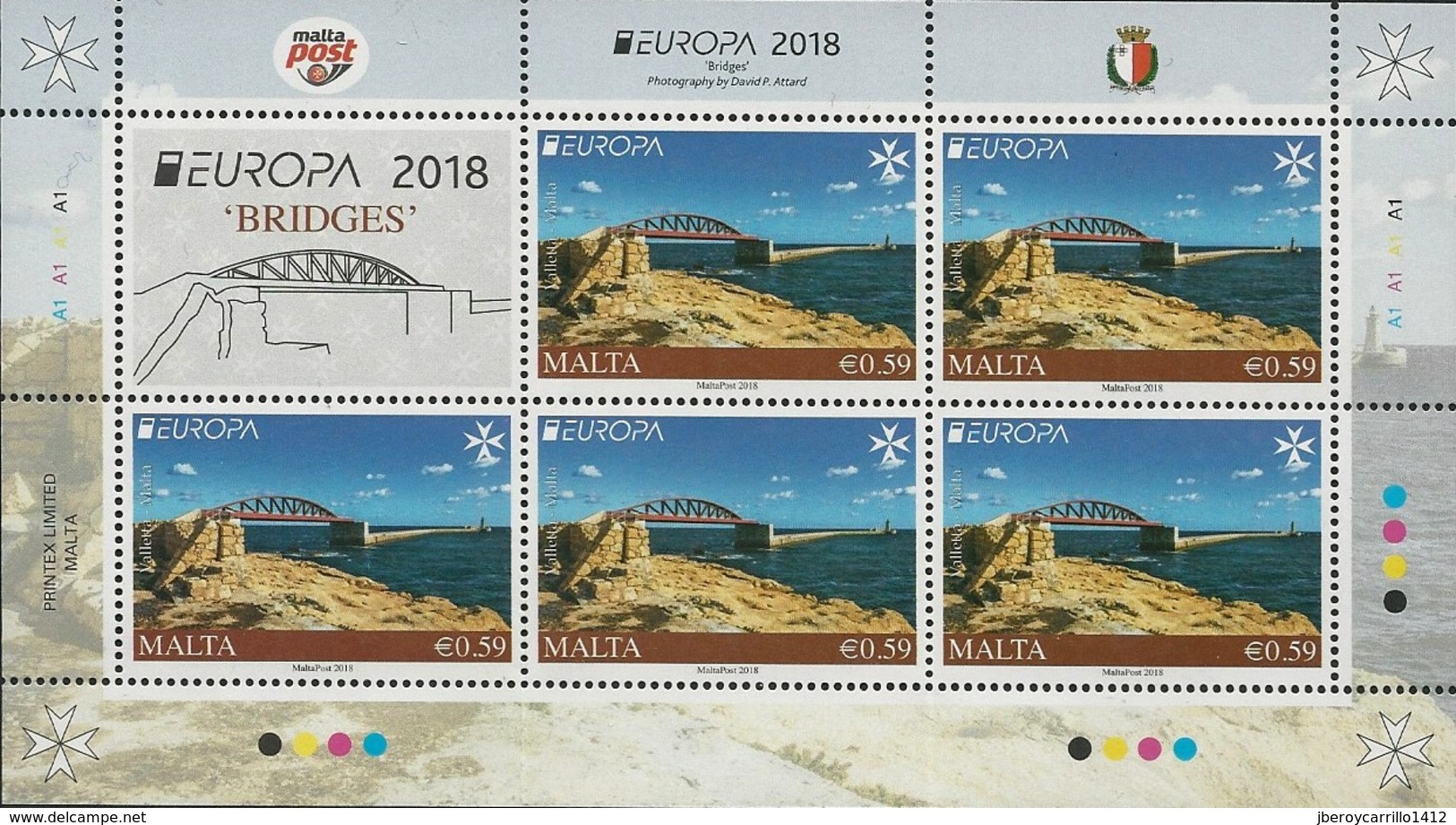 MALTA  -EUROPA 2018 - PUENTES.- BRIDGES - BRÜCKEN - PONTS".- HOJITA BLOQUE  Del  CARNET - 2018