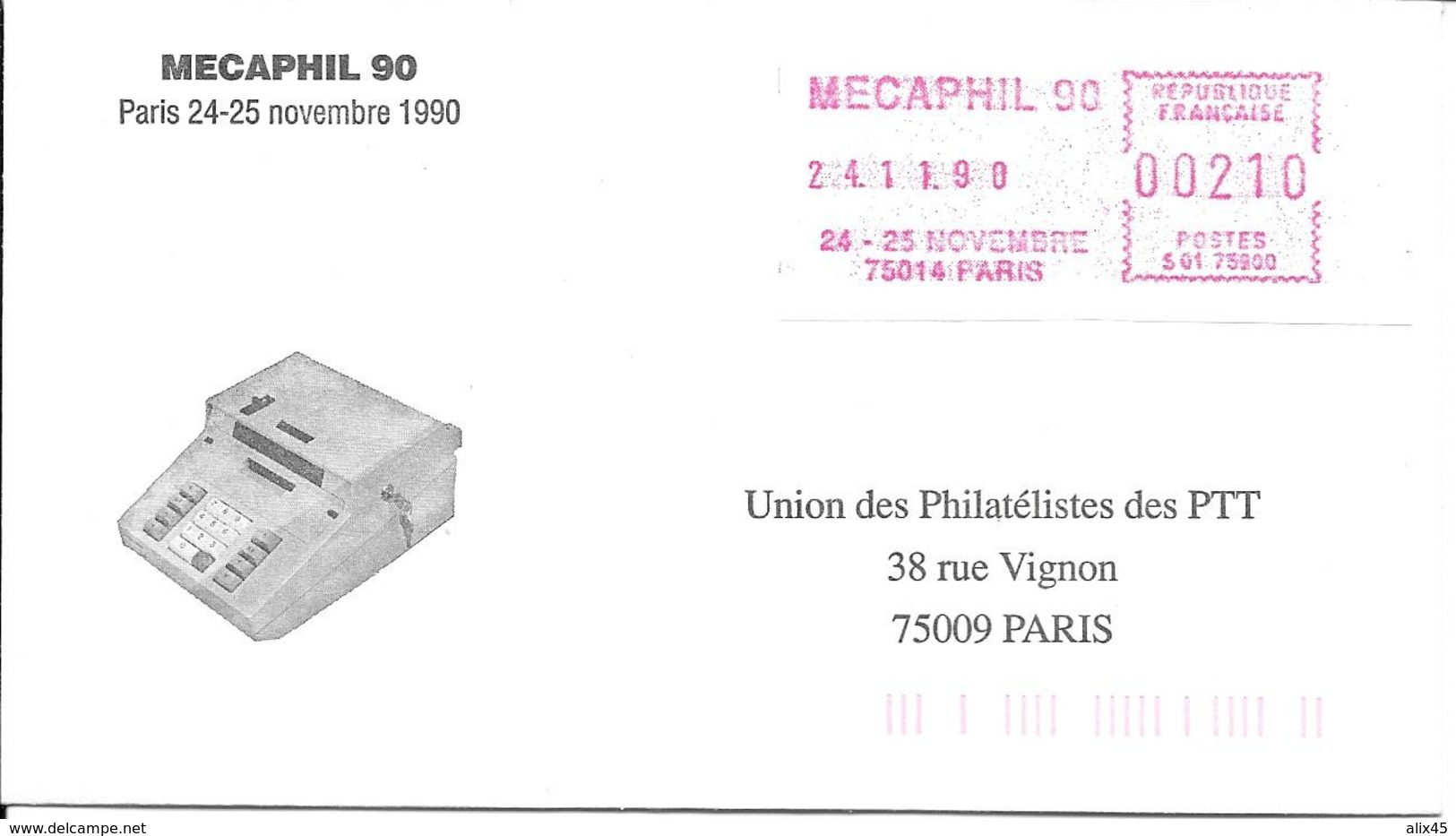 MECAPHIL 90 Au 24-11-90, PARIS SUR ENVELOPPE SOUVENIR - Autres & Non Classés