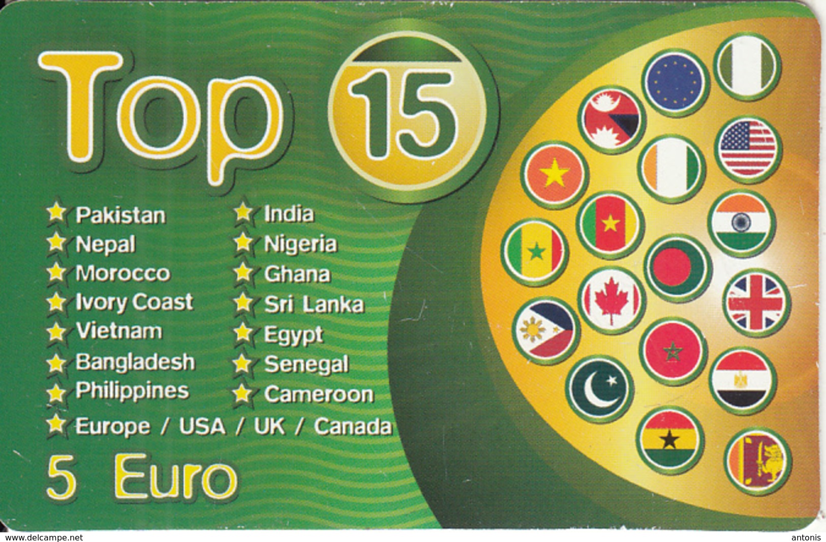BELGIUM - Top 15 Prepaid Card 5 Euro, Used - [2] Prepaid & Refill Cards