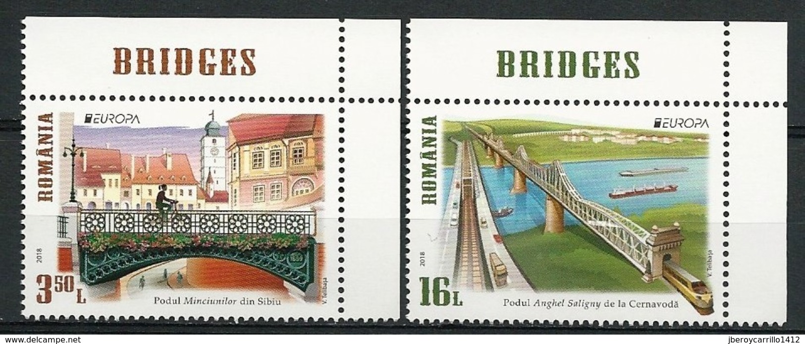 RUMANIA/ ROMANIA/ RUMÄNIEN- EUROPA 2018 - TEMA ANUAL "PUENTES.- BRIDGES - BRÜCKEN - PONTS" - SERIE De 2 V. - 2018