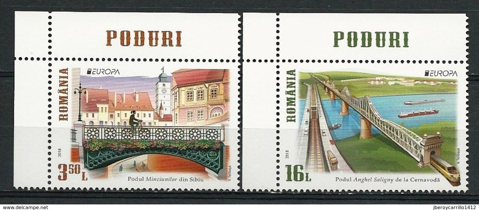 RUMANIA/ ROMANIA/ RUMÄNIEN- EUROPA 2018 - TEMA ANUAL "PUENTES.- BRIDGES - BRÜCKEN - PONTS" - SERIE De 2 V. - 2018