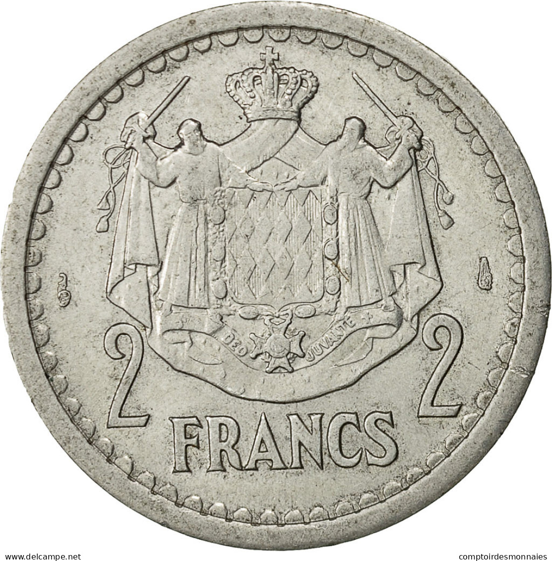 Monaco, Louis II, 2 Francs, Undated (1943), Poissy, SUP, Aluminium, KM:121 - 1922-1949 Louis II