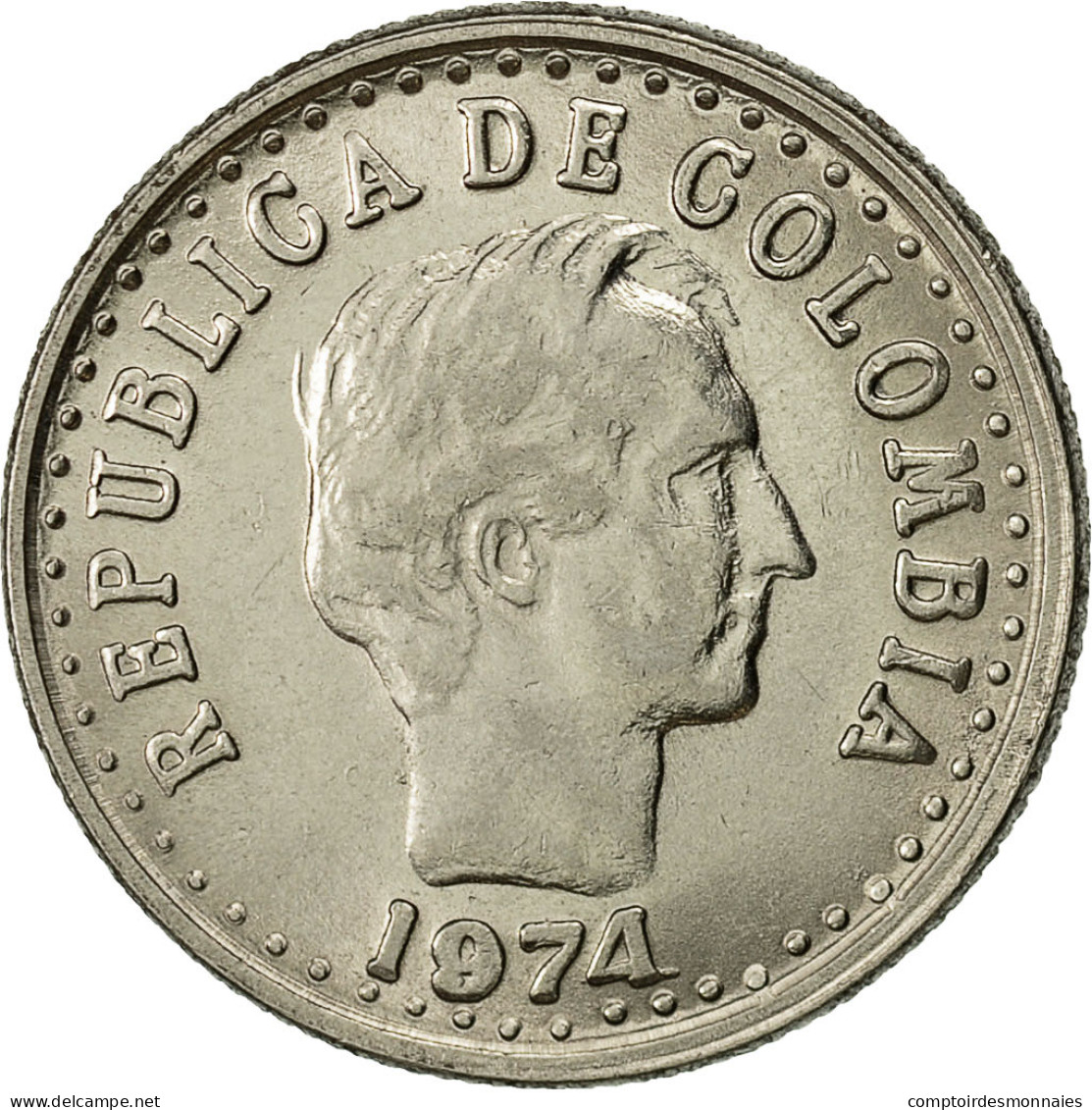 Colombie, 20 Centavos, 1974, TTB+, Nickel Clad Steel, KM:246.1 - Colombia