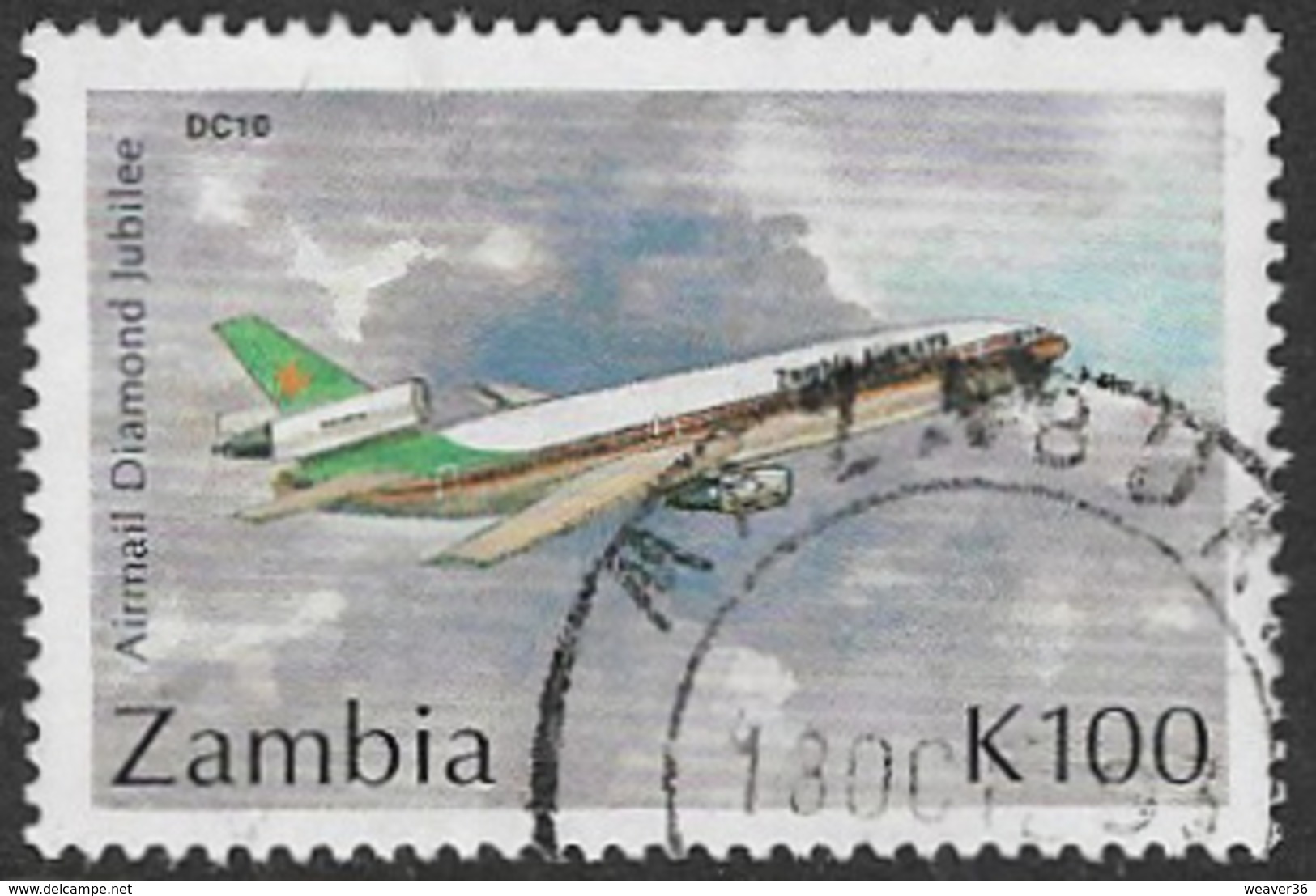 Zambia SG707 1992 60th Anniversary Of Air Mail Service 100k Good/fine Used [37/30780/2D] - Zambie (1965-...)
