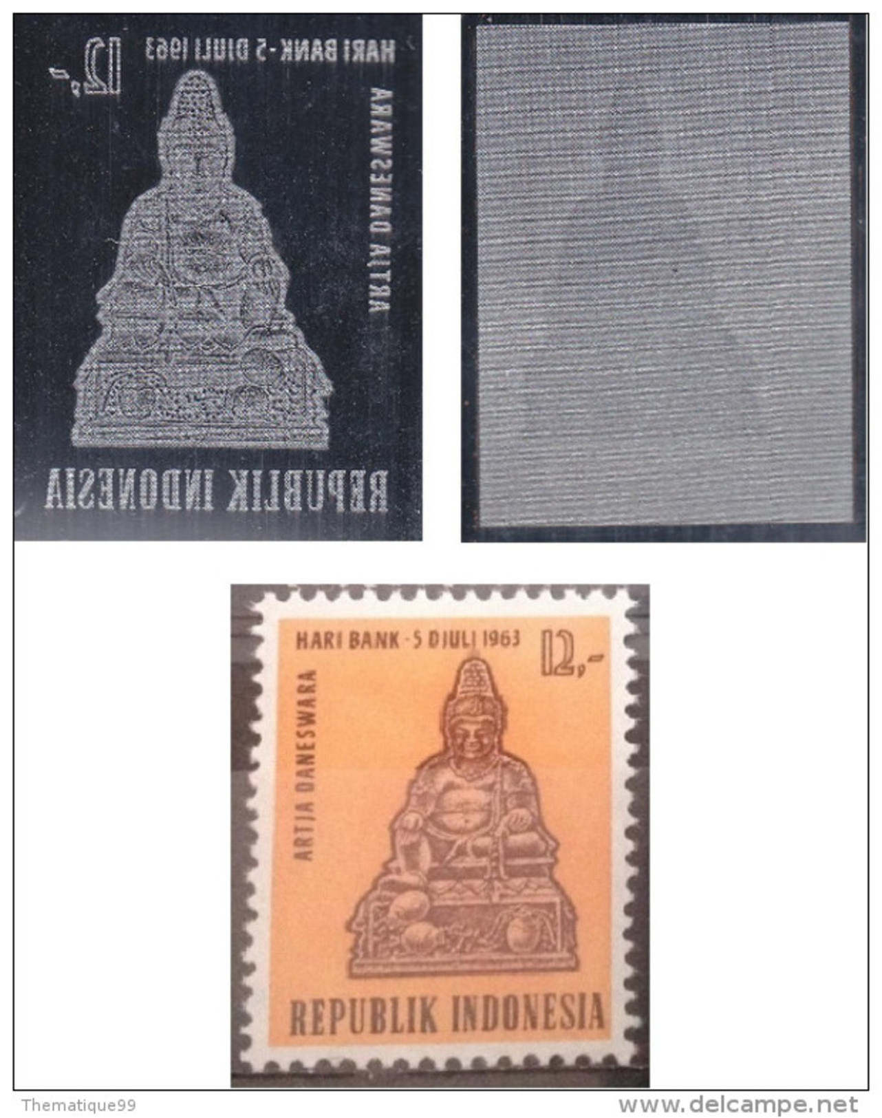 Lot De 2 Morceaux De Cylindre D'impression D'un Timbre D'Indonésie (cylinder Printing), Thème Divinité Artha Prospérité - Hinduism